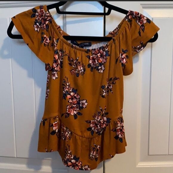 Boho Rust Floral detailed top shirt size large‎ - Picture 1 of 5